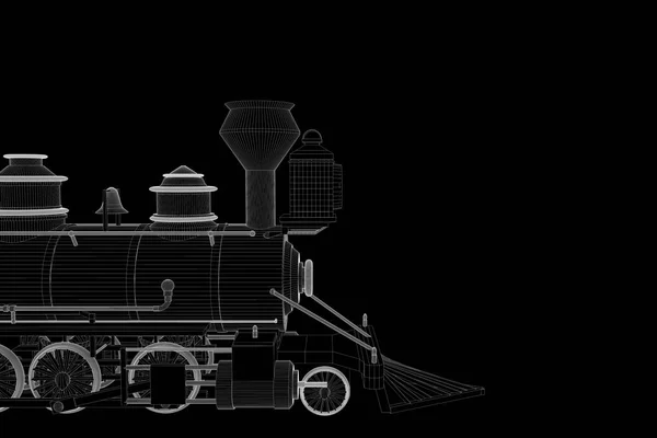 Vlak ve stylu drátového modelu Hologram. Pěkný 3d vykreslování — Stock fotografie