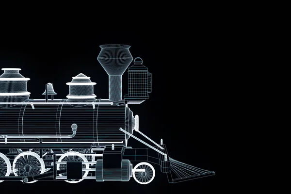 Train en Hologramme Wireframe Style. Belle rendu 3D — Photo