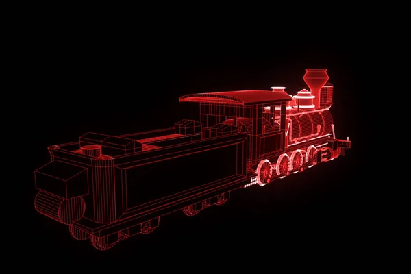 Tren en Holograma Wireframe Style. Niza 3D Rendering — Foto de Stock