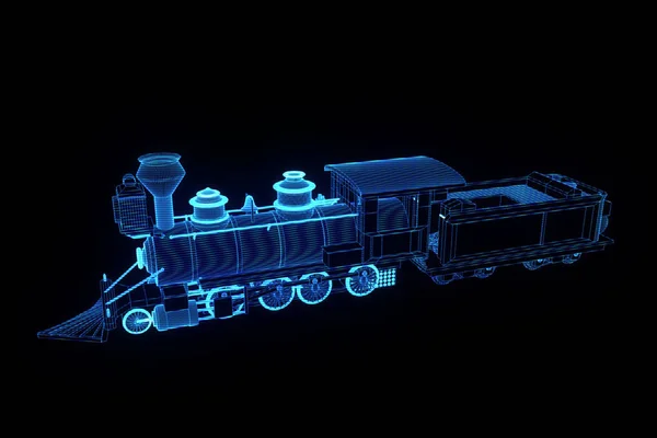 Поїзд у стилі голограма. 3D рендерингу — стокове фото