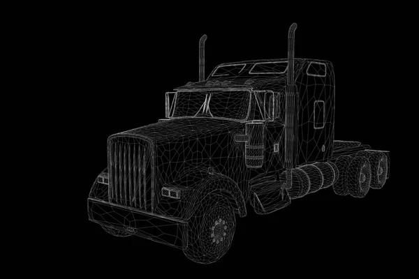 Автомобіль вантажівки у стилі голограми. 3D рендерингу . — стокове фото