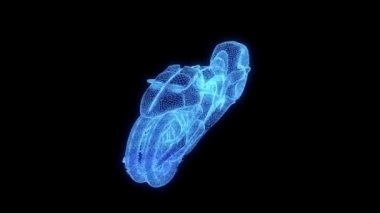 Fütüristik Bisiklet Bisiklet Hologram tel kafes tarzı. Güzel 3d render