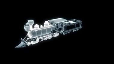 Hologram tel kafes tarzda tren. Güzel 3d render