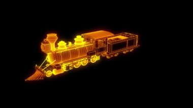 Hologram tel kafes tarzda tren. Güzel 3d render