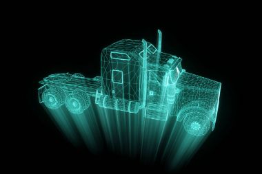 Kamyon araba Hologram tel kafes tarzı. Güzel 3d render. 