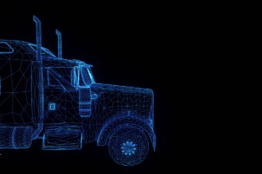 Kamyon araba Hologram tel kafes tarzı. Güzel 3d render. 