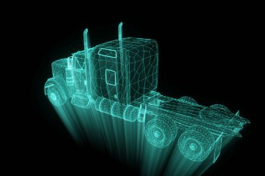 Kamyon araba Hologram tel kafes tarzı. Güzel 3d render. 