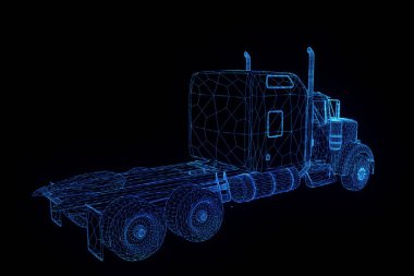 Kamyon araba Hologram tel kafes tarzı. Güzel 3d render. 