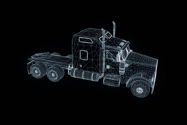 Automobile del camion nello stile Wireframe dell'ologramma. Rendering 3D piacevole . — Foto Stock