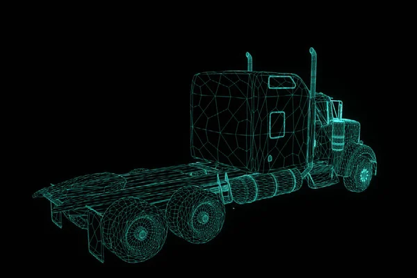 Автомобіль вантажівки у стилі голограми. 3D рендерингу . — стокове фото