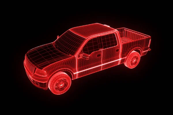 Camión de coches en estilo Holograma Wireframe. Niza 3D Rendering . —  Fotos de Stock