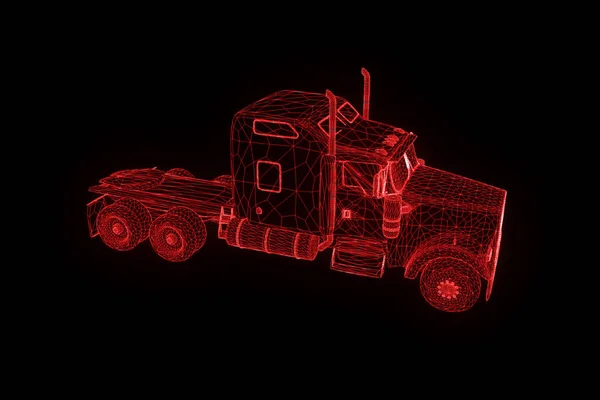 Voiture de camion dans le style Wireframe hologramme. Belle rendu 3D . — Photo