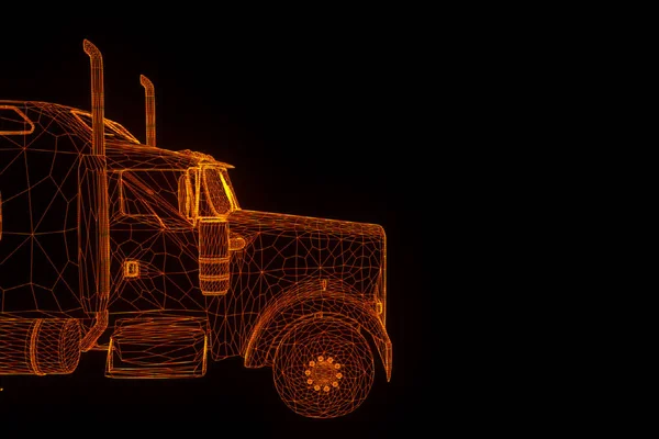 Carro de caminhão no holograma Wireframe Style. Boa renderização 3D . — Fotografia de Stock