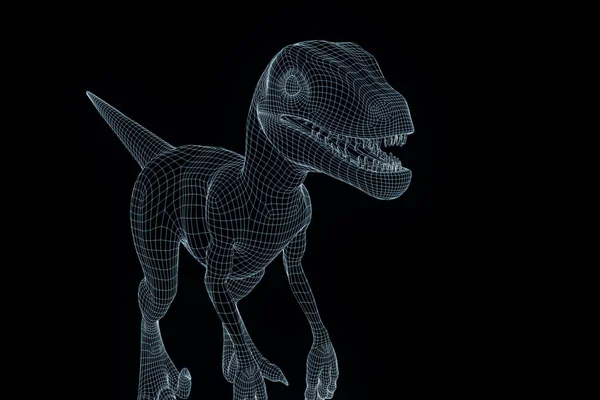 Raptor en Holograma Wireframe Style. Niza 3D Rendering —  Fotos de Stock