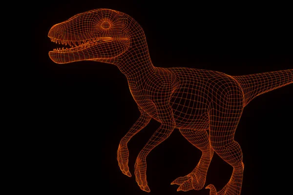 Raptor Hologram drótváz stílusban. Szép 3D-s renderelés — Stock Fotó