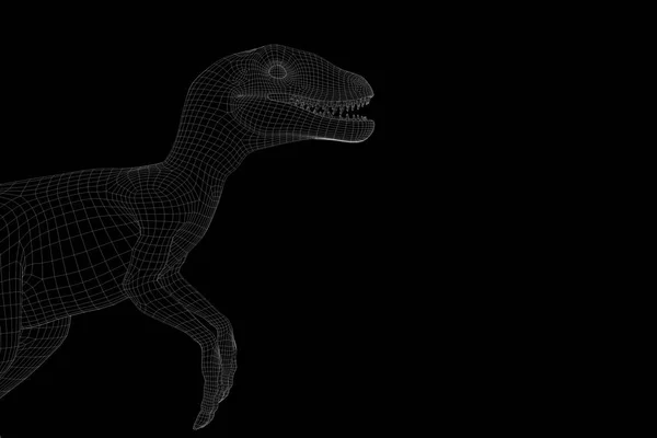 Raptor w stylu model szkieletowy Hologram. Ładne renderowania 3d — Zdjęcie stockowe