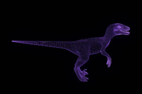 Raptor en Holograma Wireframe Style. Niza 3D Rendering —  Fotos de Stock