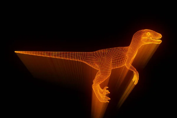 Raptor w stylu model szkieletowy Hologram. Ładne renderowania 3d — Zdjęcie stockowe