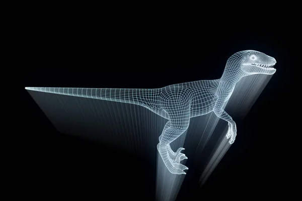 Raptor w stylu model szkieletowy Hologram. Ładne renderowania 3d — Zdjęcie stockowe