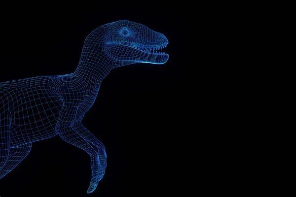 Raptor Hologram tel kafes tarzı. Güzel 3d render — Stok fotoğraf