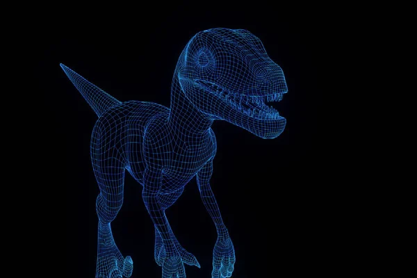 Raptor en Holograma Wireframe Style. Niza 3D Rendering —  Fotos de Stock