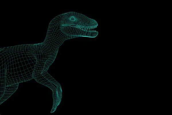 Raptor en Holograma Wireframe Style. Niza 3D Rendering —  Fotos de Stock