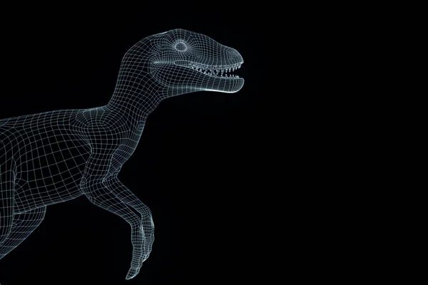 Raptor Hologram drótváz stílusban. Szép 3D-s renderelés — Stock Fotó