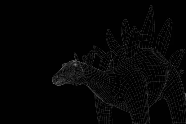 Stegadon w stylu model szkieletowy Hologram. Ładne renderowania 3d — Zdjęcie stockowe