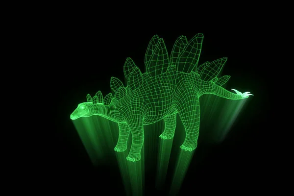 Hologram tel kafes tarzı Stegadon. Güzel 3d render — Stok fotoğraf
