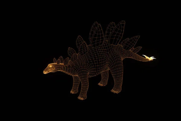 Stegadon in Hologram Wireframe Style (en inglés). Niza 3D Rendering —  Fotos de Stock