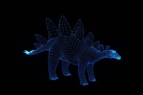 Stegadon in Hologram Wireframe Style (en inglés). Niza 3D Rendering —  Fotos de Stock