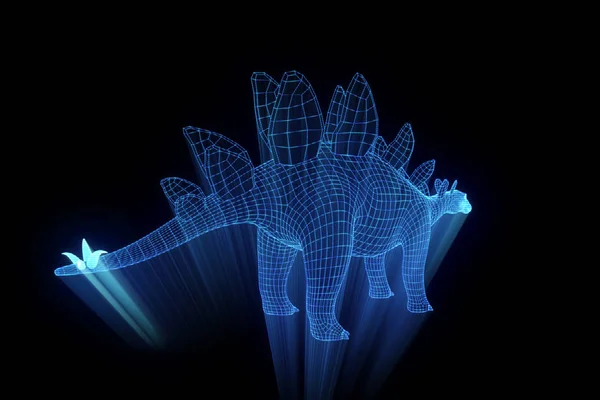 Stegadon in Hologram Wireframe Style (en inglés). Niza 3D Rendering —  Fotos de Stock