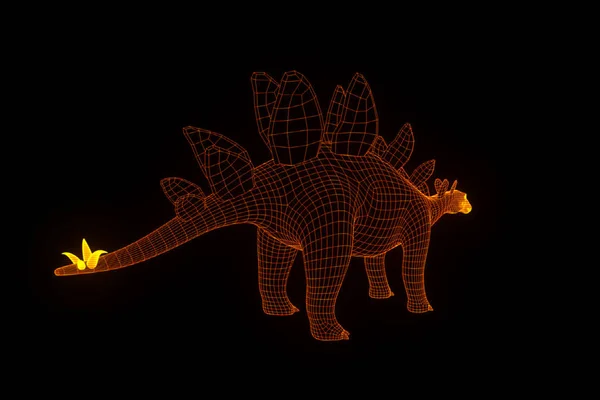 Hologram tel kafes tarzı Stegadon. Güzel 3d render — Stok fotoğraf