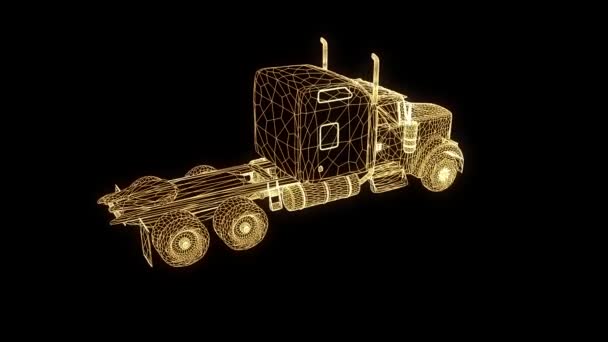 Vrachtwagen auto in Hologram Wireframe stijl. Mooie 3D-Rendering. — Stockvideo