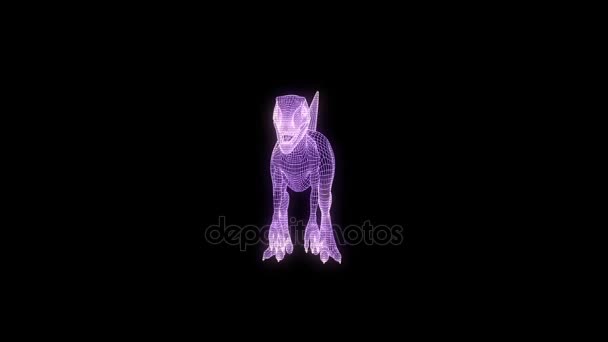 Raptor en Holograma Wireframe Style. Niza 3D Rendering — Vídeo de stock