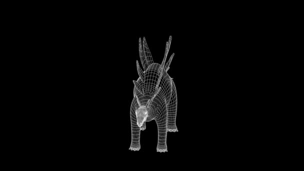 Stegadon in Hologram Wireframe Style (en inglés). Niza 3D Rendering — Vídeos de Stock