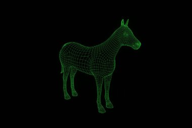 At Hologram tel kafes tarzı. Güzel 3d render