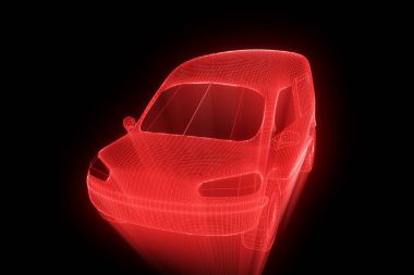 Işınlama Hologram tel kafes içinde. Güzel 3d render
