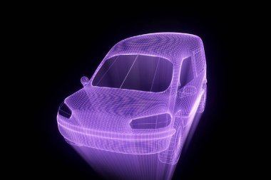 Işınlama Hologram tel kafes içinde. Güzel 3d render