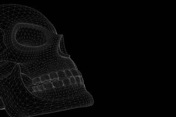 Crâne humain 3D Wireframe Hologramme en mouvement. Belle rendu 3D — Photo