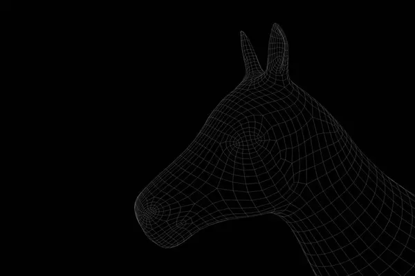 Cheval en Hologramme Wireframe Style. Belle rendu 3D — Photo