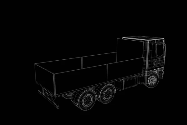 Transporter v hologramu drátový model. Pěkný 3d vykreslování — Stock fotografie