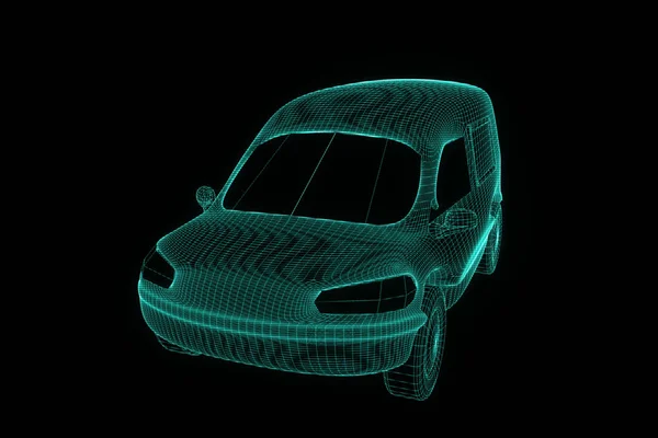 Transportador em holograma Wireframe. Boa renderização 3D — Fotografia de Stock