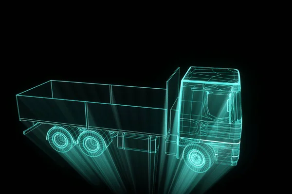 Transportør i Hologram Wireframe. Fin 3D-gjengivelse – stockfoto
