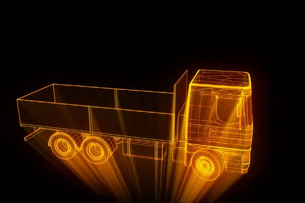 Transportador em holograma Wireframe. Boa renderização 3D — Fotografia de Stock