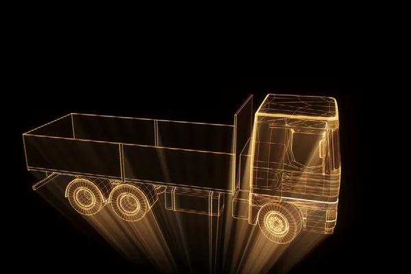 Transportador en Holograma Wireframe. Niza 3D Rendering —  Fotos de Stock
