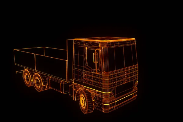 Transportador em holograma Wireframe. Boa renderização 3D — Fotografia de Stock