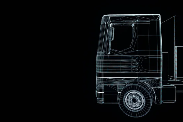 Transporteur dans Hologram Wireframe. Belle rendu 3D — Photo