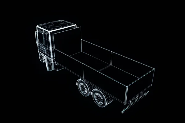 Transporteur dans Hologram Wireframe. Belle rendu 3D — Photo