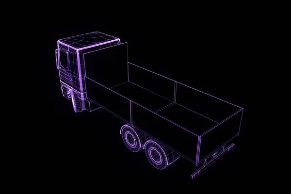 Transportador em holograma Wireframe. Boa renderização 3D — Fotografia de Stock